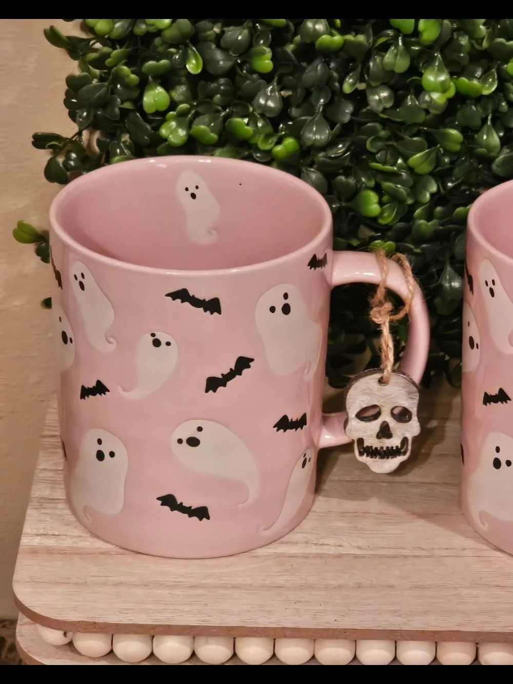 Pink Ghost & Bat Ceramic Mug Set by